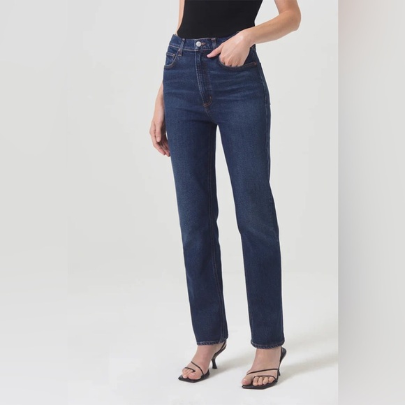 Agolde Denim - AGOLDE High Rise Stovepipe Jeans Discord Dark Indigo 23